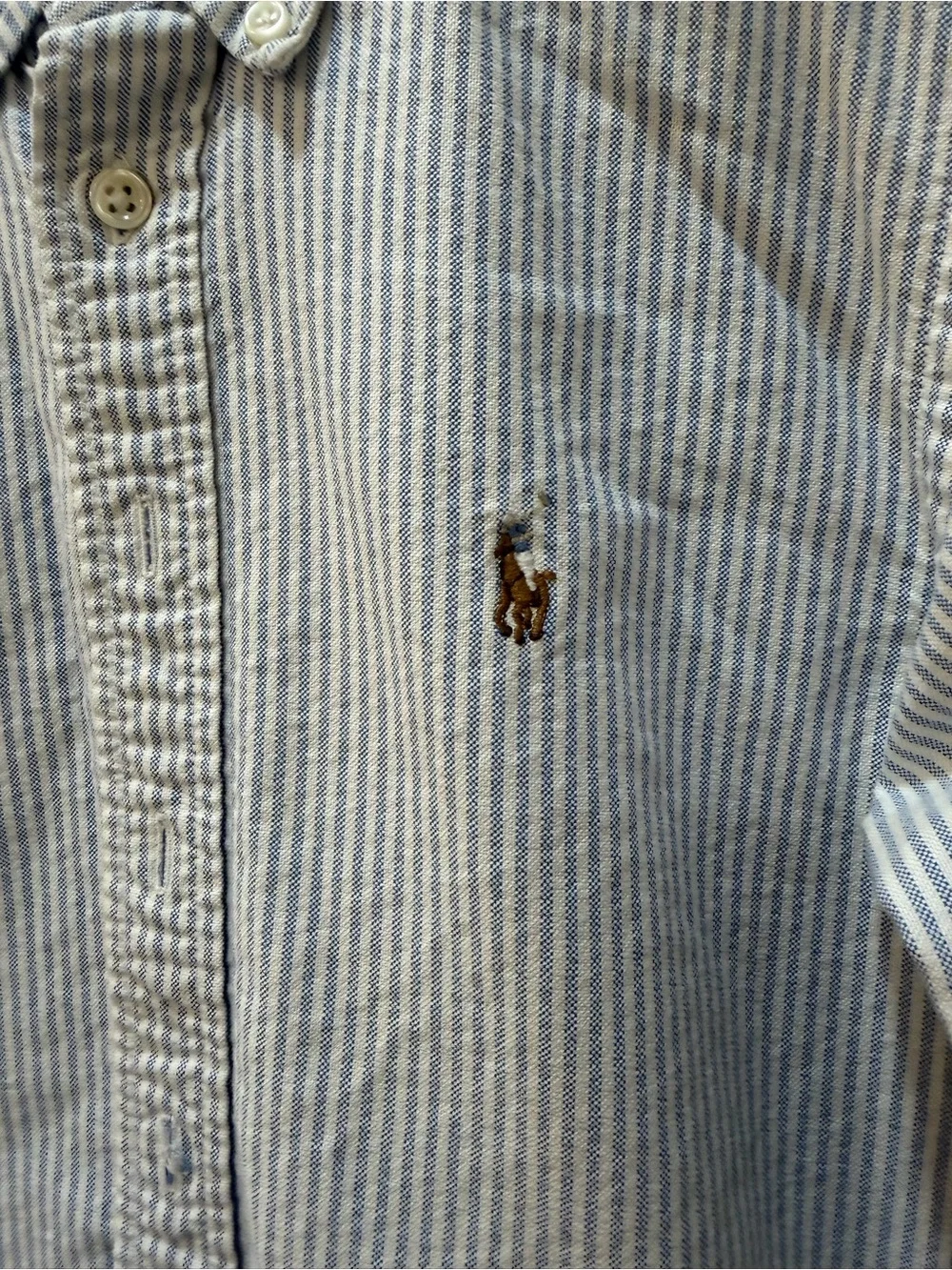 Polo by Ralph Lauren boys Blue & White Striped Button-Down Shirt- 8